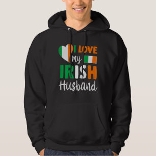 Womens I Love My Irish Husband Irish Flag Valentin Hoodie