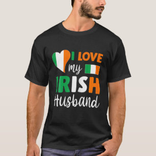Womens I Love My Irish Husband Irish Flag Valentin T-Shirt