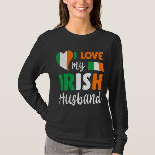 Womens I Love My Irish Husband Irish Flag Valentin T-Shirt