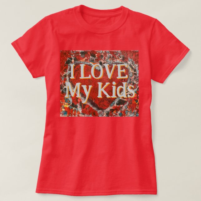 Women's I love my kids Valentine's Heart T-Shirt (Design Front)