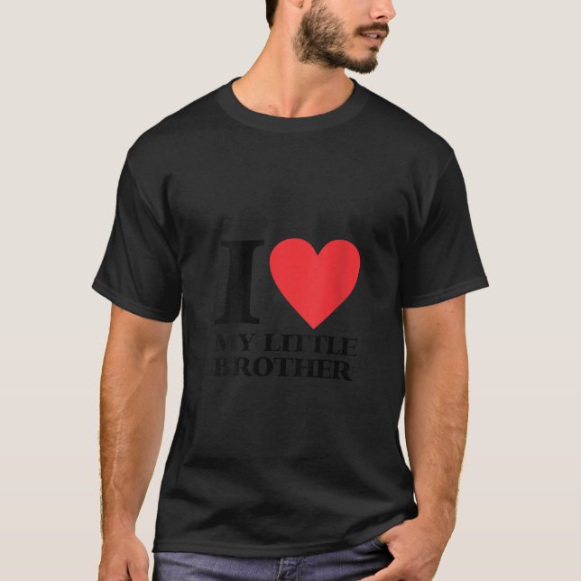 Womens I Love My Little Brother Funny Heart V Neck T-Shirt (Front)