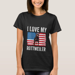 Womens I Love My Rottweiler Rottie Dad Mum America T-Shirt