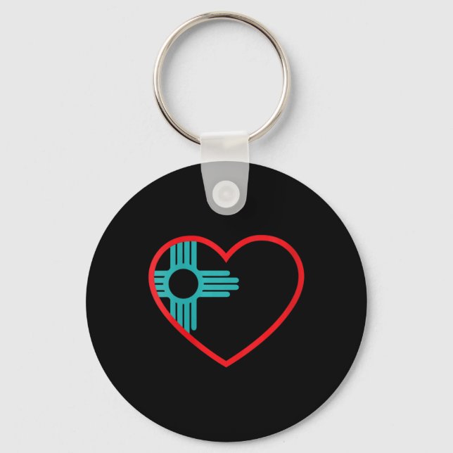 Womens I Love New Mexico Heart Zia Symbol New Mexi Key Ring (Front)