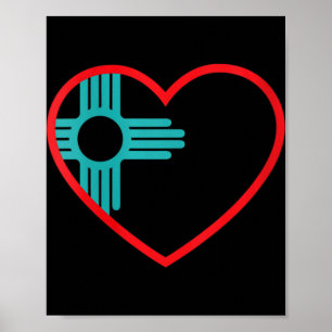 Womens I Love New Mexico Heart Zia Symbol New Mexi Poster