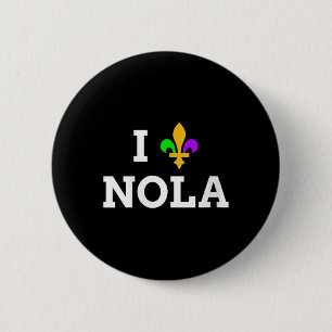 Womens I Love New Orleans Fleur De Lis Heart Souve 6 Cm Round Badge
