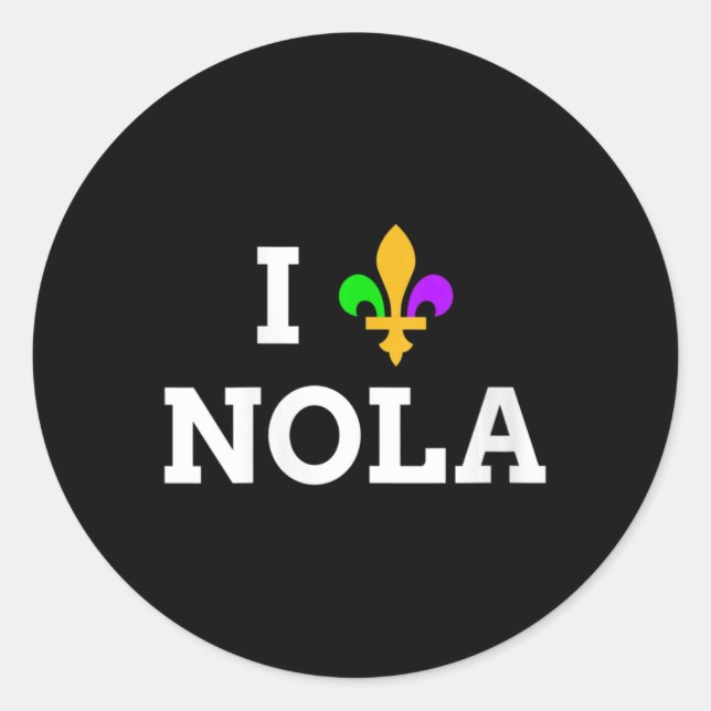 Womens I Love New Orleans Fleur De Lis Heart Souve Classic Round Sticker (Front)