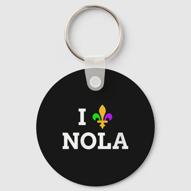 Womens I Love New Orleans Fleur De Lis Heart Souve Key Ring (Front)