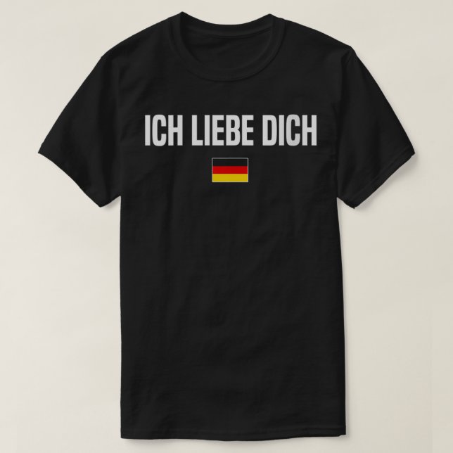 Womens I Love You in German Language Germany Funny T-Shirt (Design Front)