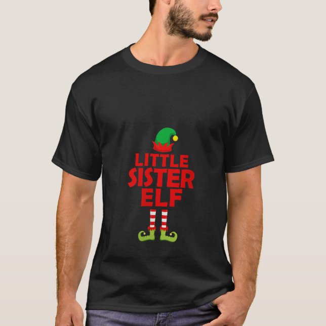Womens I m The Little Sister Elf Christmas Elf Squ T-Shirt (Front)