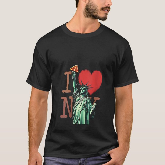 Womens I Pizza NY Statue Of Liberty Pizza V Neck  T-Shirt (Front)
