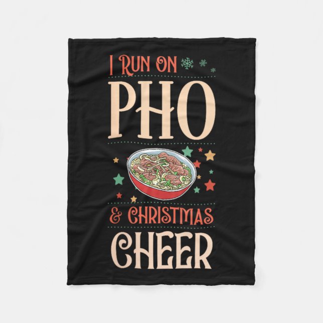 Womens I Run On Pho And Christmas Cheer Matching X Fleece Blanket (Front)