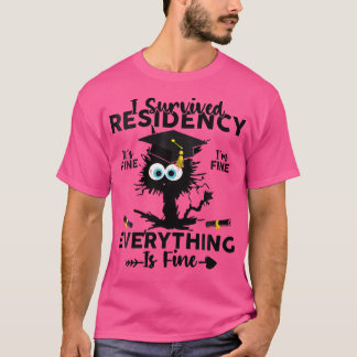 Womens I Survived Residency Black Cat Residency Gr T-Shirt