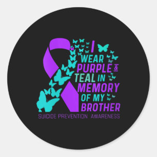 Womens I Wear Purple And Teal For My Brother Suici Classic Round Sticker
