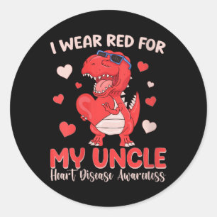 Womens I Wear Red For My Uncle Heart Disease Aware Classic Round Sticker