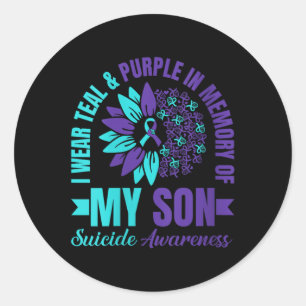 Womens I Wear Teal Purple In Memory Of My Son Suic Classic Round Sticker