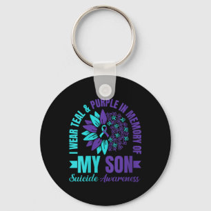 Womens I Wear Teal Purple In Memory Of My Son Suic Key Ring