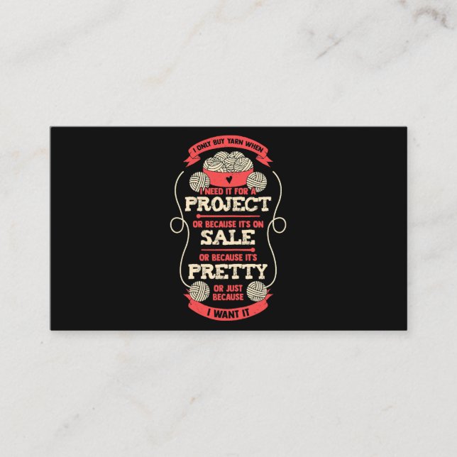 Womens I Will Only Buy Yarn If Design for a Knitti Business Card (Front)