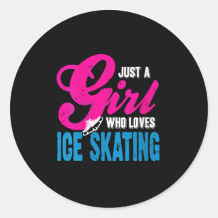 Womens Ice Skating Girl Who Glides With Grace And  Classic Round Sticker