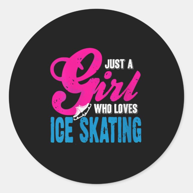 Womens Ice Skating Girl Who Glides With Grace And  Classic Round Sticker (Front)