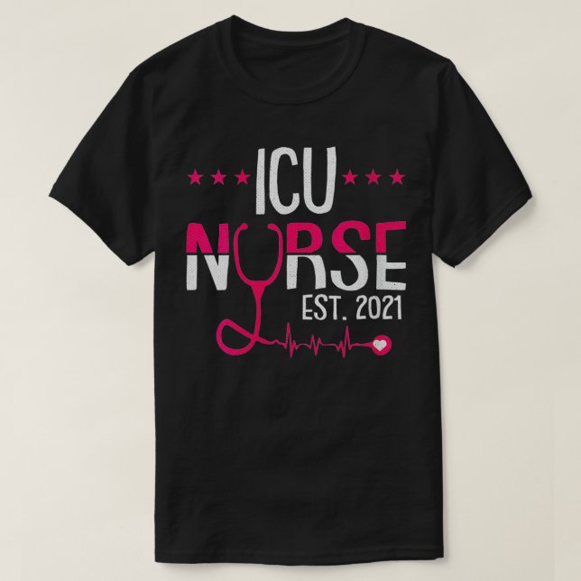 Womens ICU Nurse Est 2021 Registered Nursing RN Gr T-Shirt (Design Front)