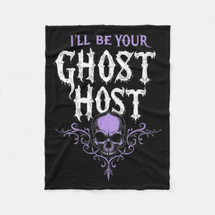 Womens Ill Be Ghost Host Paranormal Spooky Gothic Fleece Blanket