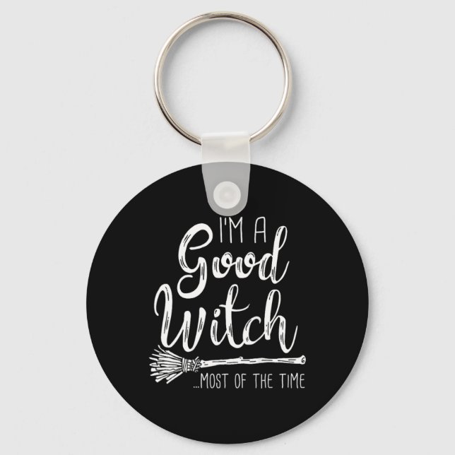 Womens Im A Good Witch Funny Halloween Key Ring (Front)