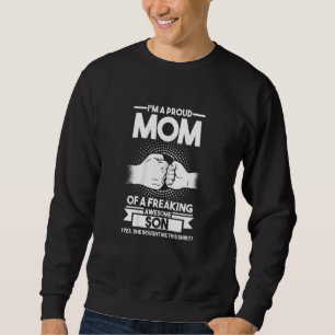 Womens I'm A Proud Mum Of Son Mother Sweatshirt