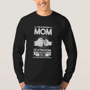 Womens I'm A Proud Mum Of Son Mother T-Shirt