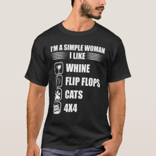 Womens Im A Simple Woman Love Wine Flip Flops Cats T-Shirt