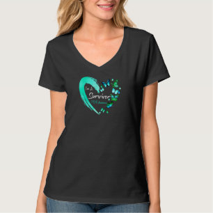 Womens I'm A Survivor Pcos Awareness Teal Butterfl T-Shirt