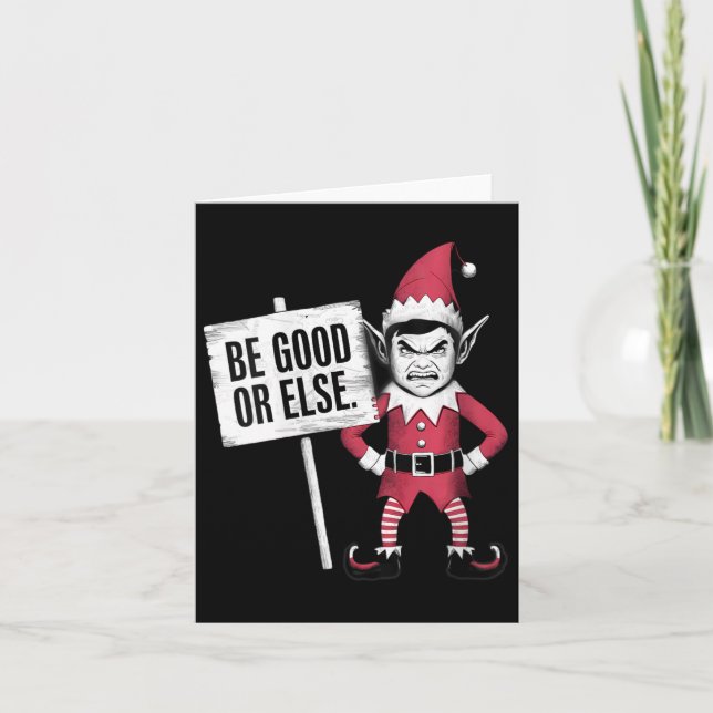 Womens I'm An Angry Elf Cute Funny Grouchy Be Good Card (Front)