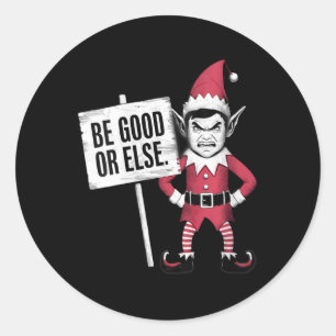 Womens I'm An Angry Elf Cute Funny Grouchy Be Good Classic Round Sticker