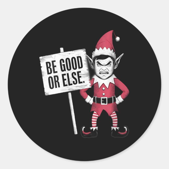 Womens I'm An Angry Elf Cute Funny Grouchy Be Good Classic Round Sticker (Front)