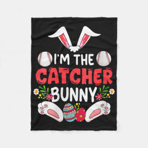 Womens Im Catcher Baseball Easter Eggs Costume Hun Fleece Blanket
