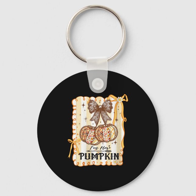Womens I'm Her Pumpkin Cherry Couple Coquette Bow  Key Ring (Front)