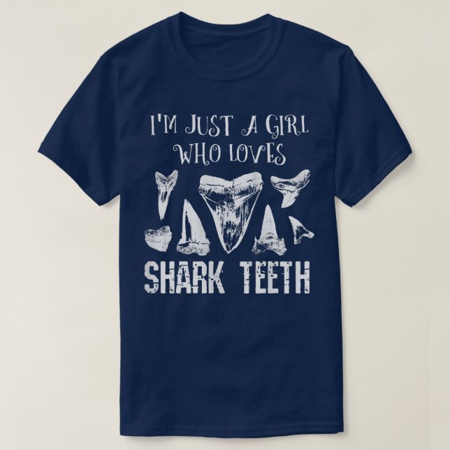 Womens Im Just A Girl Who Loves Shark Teeth Fossil T-Shirt (Design Front)