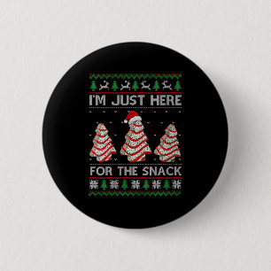 Womens I'm Just Here For The Snack Christmas Cakes 6 Cm Round Badge