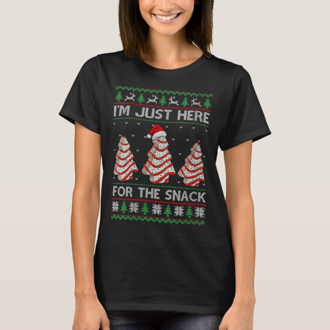 Womens I'm Just Here For The Snack Christmas Cakes T-Shirt (Front)