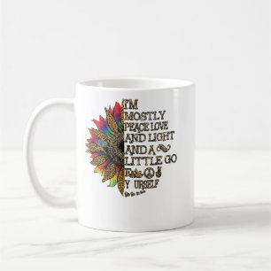 Womens I'm Mostly Peace Love Light Go Yoga Sunflow Coffee Mug