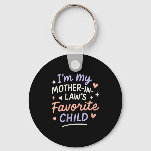 Womens I'm My Mother In Law's Favorite Child V-nec Key Ring (Front)