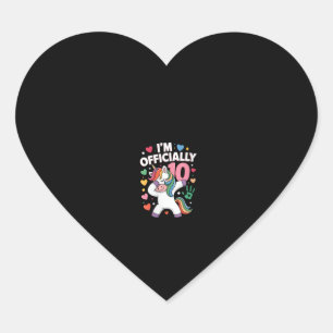 Womens I'm Officially 10 Unicorn Dabbing 10 Birthd Heart Sticker
