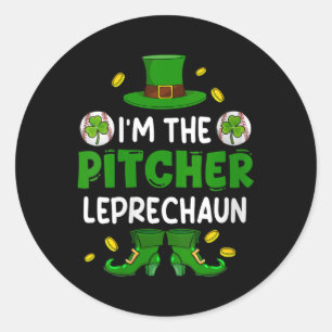 Womens Im Pitcher Baseball St. Patricks Day Boy Sh Classic Round Sticker