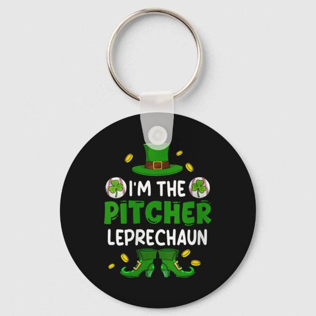 Womens Im Pitcher Baseball St. Patricks Day Boy Sh Key Ring (Front)