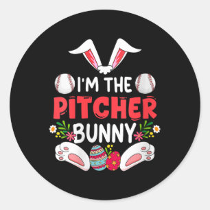 Womens Im Pitcherl Baseball Easter Eggs Costume Hu Classic Round Sticker