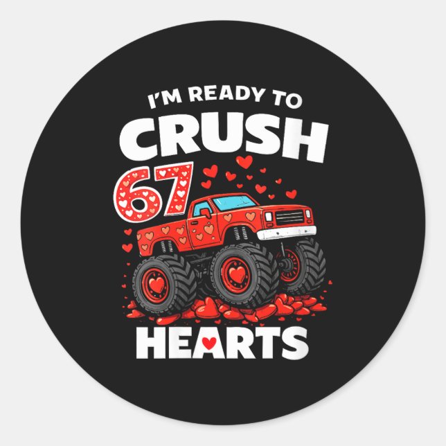 Women's I'm Ready To Crush 67 Hearts Truck Valenti Classic Round Sticker (Front)