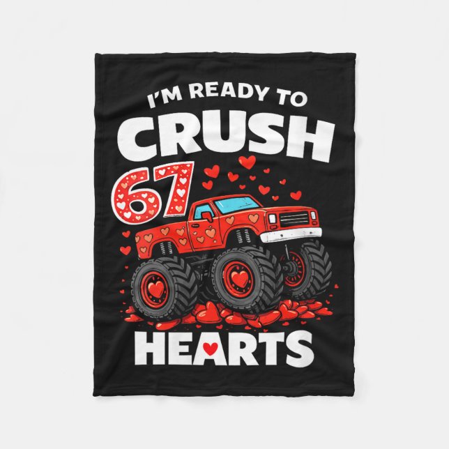 Women's I'm Ready To Crush 67 Hearts Truck Valenti Fleece Blanket (Front)