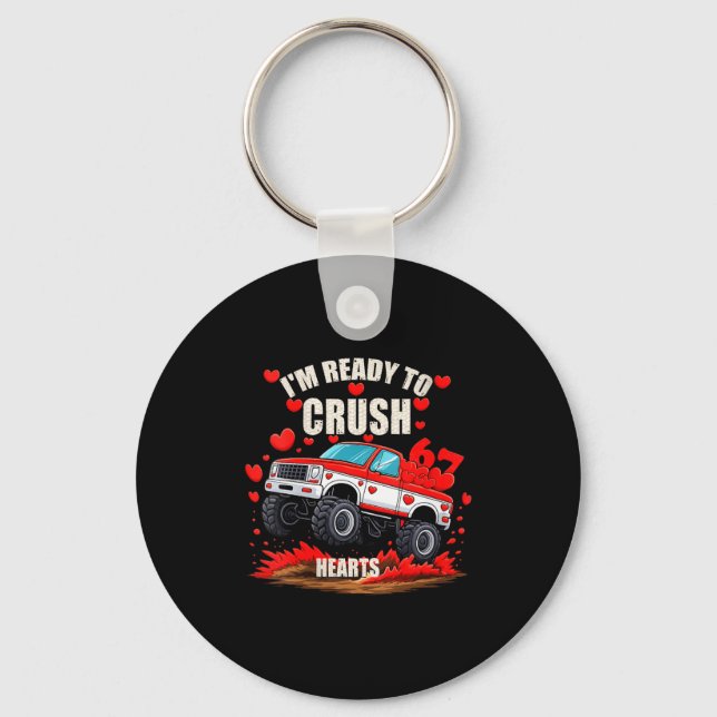 Women's I'm Ready To Crush 6 7 Hearts Truck Funny  Key Ring (Front)
