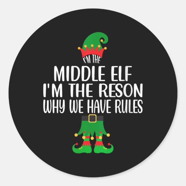 Womens I'm The Middle Elf Christmas Party Family M Classic Round Sticker (Front)