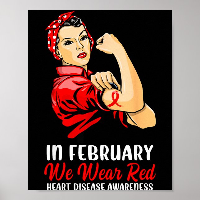 Womens In February We Wear Red - Heart Disease Awa Poster (Front)