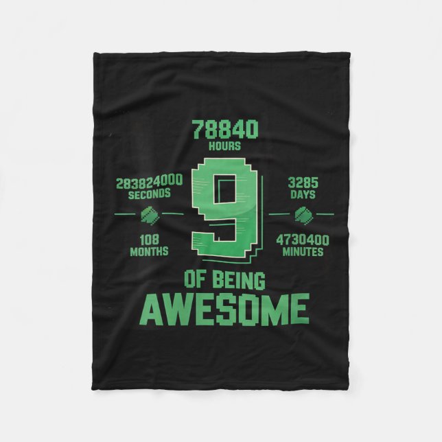 Womens In My 9th Birthday Era Boy Bday Nine Happy  Fleece Blanket (Front)